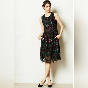 Anthropologie Wolven Terrace Shean Dress Black Crochet Lace  Size 8
